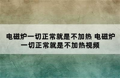 电磁炉一切正常就是不加热 电磁炉一切正常就是不加热视频